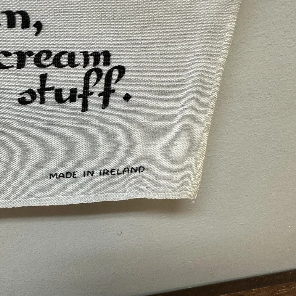 Vtg Irish Linen Tea Towel Gaelic Coffee Leprechaun Wall Hanging Made Ireland